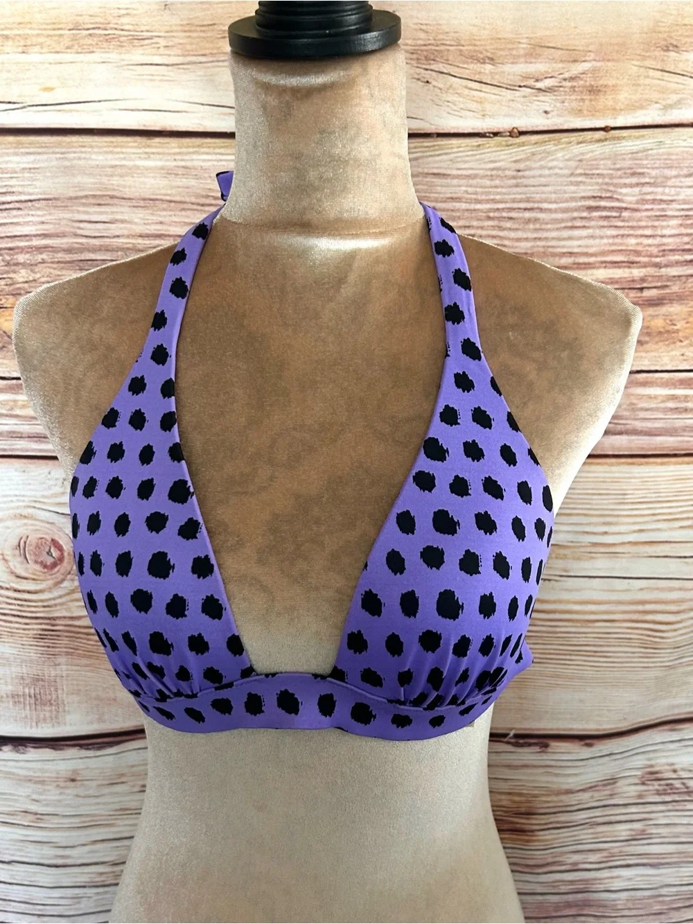 Victoria’s Secret Purple Black Polka Dot Padded Swim Bikini Top M